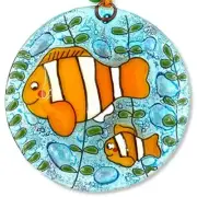 Clown Fish Christmas Tree Ornament - Art Glass Light Catcher Ocean Marine Gift