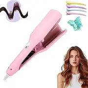 French Curls Iron, Create Frizz-Free French Curls Effortlessly Iron, Anti-Scald Hair Crimper, 15-Second Heating, Travel Curling Iron(Pink)