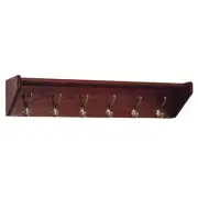 Pemberly Row 6 Hook Wall Mounted Coat Rack Shelf in Mahogany