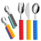 Stainless steel knife, fork, and spoon three piece set, silicone block handle, c