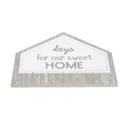 Key Hanging Hook Wooden Key Hanger Key Storage Homeowners Rectangular 7.86x5.70x0.98in 1Pc Grey 20X14.5CM