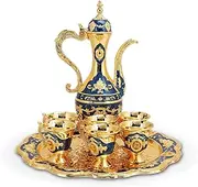 Vintage Turkish Tea Set, Turkish Coffee Pot Set Tea Sets for Women with Teapot Tray and 6 Cups, Decorations Flagon Set Turkish Cup Set Turkish Teapot for Home Decor