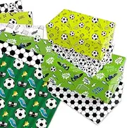 PQCLXUYA 12 Sheets Football Wrapping Paper,Boys Men Birthday Wrapping Paper Sheets with Sport Soccer Green White Mixed Design for Boys Girls Birthday Presents Party, Football Fans Gift (70x50cm)