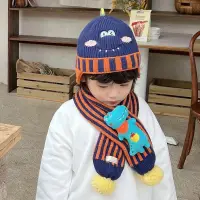 在飛比找蝦皮商城優惠-1-5歲 兒童百搭保暖毛帽+圍巾兩件組 冬季嬰兒帽子 男童女