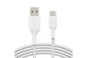 Belkin 1M Braided USB-A to USB-C Cable Data Sync Connector for Smartphones White