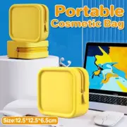 Yellow Portable Cosmetic Bag Travel Organiser Toiletry Case for Makeup Storage