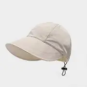 Women Ladies Summer Wide Brim Foldable Sun Hat Anti-Uv Beach Visor Caps Beige