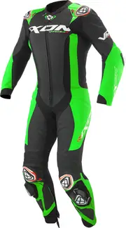 Ixon Vortex 3 1-Piece Motorcycle Leather Suit, black-green, Size 3XL for Men Black Green