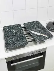 Chums | Quality | Set Of 2 Universal Gas Electric Induction Hob Stove Covers Chopping Board Worktop Surface Protectors Marble