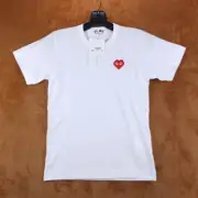 COMME DES GARCONS Top Womens Medium White Pullover Fitted Logo Heart INVADER