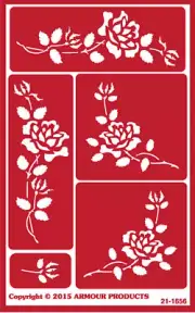 Roses Borders Corners Glass Etching Stencil Rose Floral Art Reusable Armour Etch