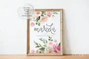 Baby nursery wall art print, Boho, Floral, Botanical personalised nursery decor
