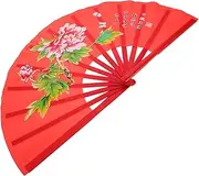 [Parliky] Stylish Chinese Hand Fan with Peony Design Foldable Handheld Fan Floral Printing Hand Dancing Fan Stage Performance Fan for Women
