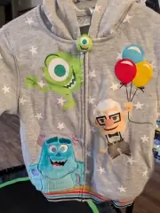 Disney 100 PIXAR Monsters Inc Mike & Sully Up Carl Zip Hoodie Kid 6 NWT
