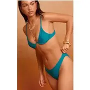 Teal Boomerang Tanga Bikini Bottoms, Teal