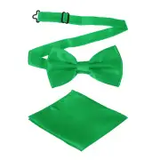 Bow Tie for Men, Adjustable Bow Ties with Pocket Square(Green)