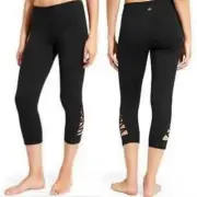 NWT ATHLETA Chaturanga $69 Black Capri Criss Cross Leggings Pants Size 2XSmall