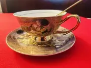 Bone China English Afternoon Teacup and Saucer, European Retro Luxury Coffee cup