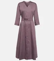 ['S Max Mara] 'S Max Mara Pleated cotton midi dress UK 14 purple