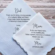 Parents of the Groom Wedding Handkerchief Set. Includes gift packaging