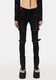 [Punk Rave] Punk Handsome Low Waist Tight Fit Pants