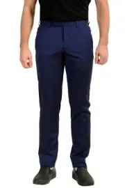Christian Dior Men's Blue 100% Wool Flat Front Dress Pants US 30 IT 46