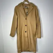 ASOS Pieces Size L Camel Brown Wool Blend Tailored Mid Length Duster Coat New
