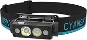 CYANSKY HS6R Headlamp Rechargeable,Super Bright 1400 Lumen, Head Lights for Forehead with Spot Light, Flood Light, and Red Light, IP68 Waterproof Headlamps for Adults,Camping, Hiking (HS6R)