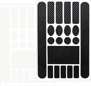 4 Pack Bike Frame Protection Stickers, Anti-Scratch Carbon Fiber Tape for Mountain Bike Road Bikes, Safe Adhesive Chainstay Protector & Fork Decals Bicycle Protection Tape (Clear& Black)