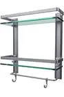 Vdomus 2 Tier Glass Corner Shelf Bathroom Shower Organizer With Towel Bar