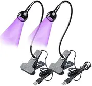 CIVPOWER USB 3W LED UV Ultraviolet Phone Glue Curing Lamp,UV Led Nail Lamp for Gel Nails,Portable Clamp Flexible Desk Lamps for Mobile Repair,Plug and Play-2 Pack(Black)