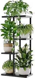 [Bamworld] Plant Stand Indoor Small Metal Plant Shelf Black Plant Holder 4 Tier 5 Potted for Multiple Plants Corner Plant Table for Patio Garden Balcony Living Room