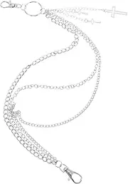 [ANDRESLAD] Double Layer Cross Waist Chain for Men Women Fashionable Hip Hop Belt Chain for Jeans Adjustable Length Multilayer Fashion Accessory