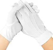 [DILUSILK] 2 Pairs White Gloves Fancy Dress, Stitched Snap Closure, Breathable Soft Reusable for Catering, Formal Events, Tuxedos, Jewelry Inspections，Riding Gloves Men & Ladies Equestrian, white,