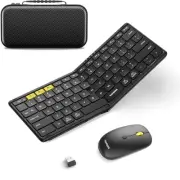 Foldable Keyboard and Mouse, KM08 Folding Bluetooth Keyboard Mouse Combo, 2.4...
