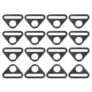 1.26" Adjuster Triangle with Bar Swivel Clip D Dee Ring Buckle, 16Pcs Black