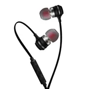 In-Ear Wire-Controlled Stereo Metal Magnetic Absorption Earphone Black Silver
