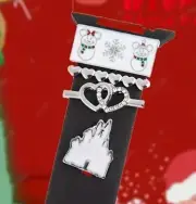 Disney Apple Silicone Watch Band Charms Silver Holiday Mickey Snowman Castle