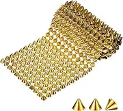 uxcell 0.5 Yard Sew Stitch on Spikes Stud Cone 12Rows Plastic Gold Spike Rivet with Flat Back Punk Rock Trim Mesh Bead for DIY Crafts/Clothes/Shoes/Bags