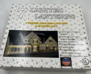 VTG Patriotic Paper Lanterns - 7 Lighted Stars And Stripes USA 4th of July