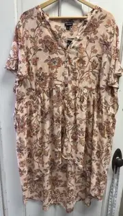 NWT Torrid Size 5 Tunic Hi Low Chiffon Blouse Orange Floral Print