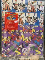 Cleo Vintage Disney's 1996 Mickey's Stuff for Kids Gift Wrap Wrapping Paper A7