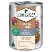 Ivory Coat Grain Free Adult Wet Dog Food Lamb & Sardine Stew - 400g