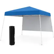 Costway 3x3m Pop up Canopy Tent w/1 Sidewall Portable Outdoor Folding Gazebo Shelter Marquee Blue