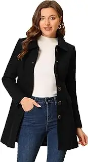 [Allegra K] Women's Winter Peter Pan Collar Single Breasted Outwear Buttoned Long Coat