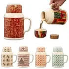 With Handle Tea Pot with Cork Stopper Ceramic Mug Retro Teacup Set