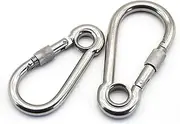 Carabiner Clips, Heavy Duty Hooks, 304 Stainless Steel Screw Lock Climbing GearQuick Links Snap Hook Chain Connecting RingChain Buckle