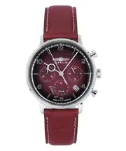 Zeppelin LZ129 Hindenburg Chronograph Red Vegan Leather Strap Z80862N Mens Watch