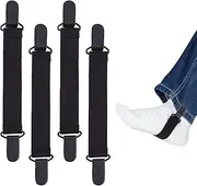 NICENEEDED 4 PCS Adjustable Boot Clips for Cowboy Boots, Elastic Motorcycle BootS Straps, Stirrups Leg Strap with Heavy Sturdy Clip Keeping Your Pants Tucked