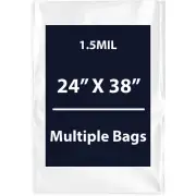 1.5Mil 24" X 38" | LDPE Clear Flat Poly Bags, Flexible & Durable | Multiple Bags
